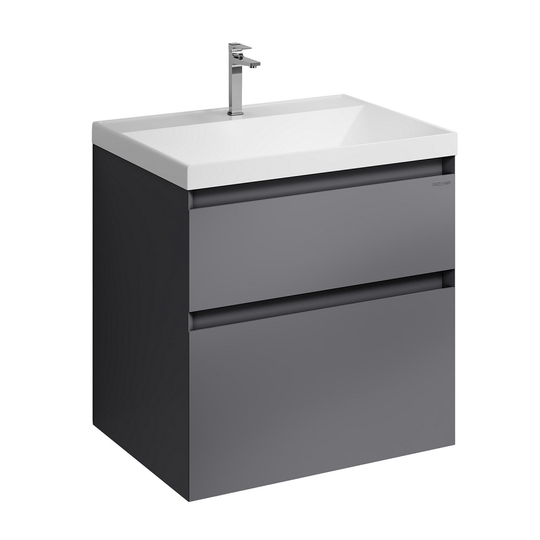 Тумба с раковиной Grossman Меркадо 60 графит матовая подвесная