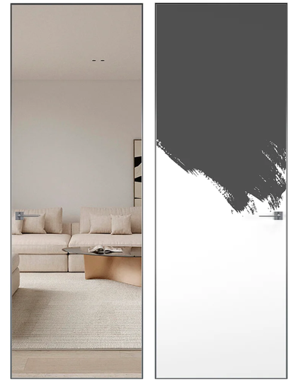 Скрытая дверь невидимка Hausdoors Инвизибл кромка матовый хром 4 стороны лицевая сторона зеркало/противоположная сторона под покраску